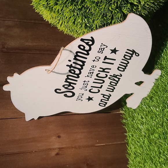 Cluck it sign - Chicken Motivational Humorous white washed sign NWT - Picture 2 of 3